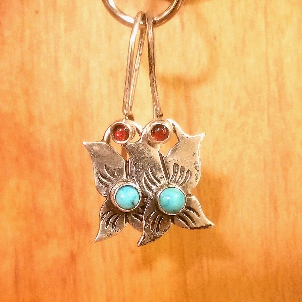 Navajo sterling silver flower earrings